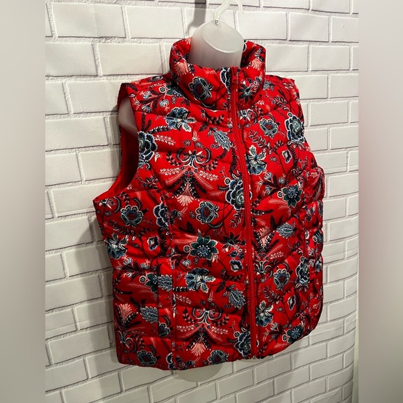 LANDS END women Floral Puffer Vest/size LP - Picture 5 of 12